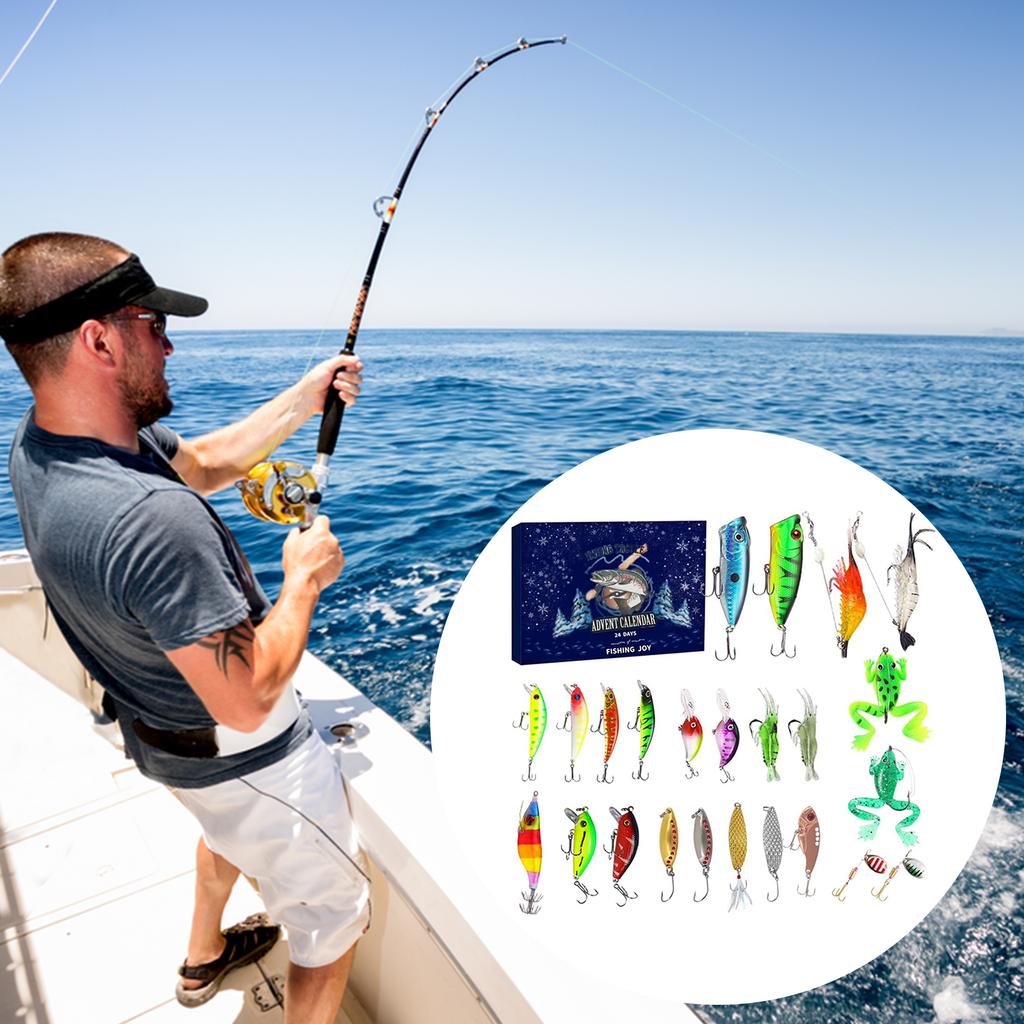 2025 Fishing Advent Calendar Christmas Countdown Calendar 24 Days Fishing Lures Set Xmas Birthday Gifts for Fisher Men Teen Boys