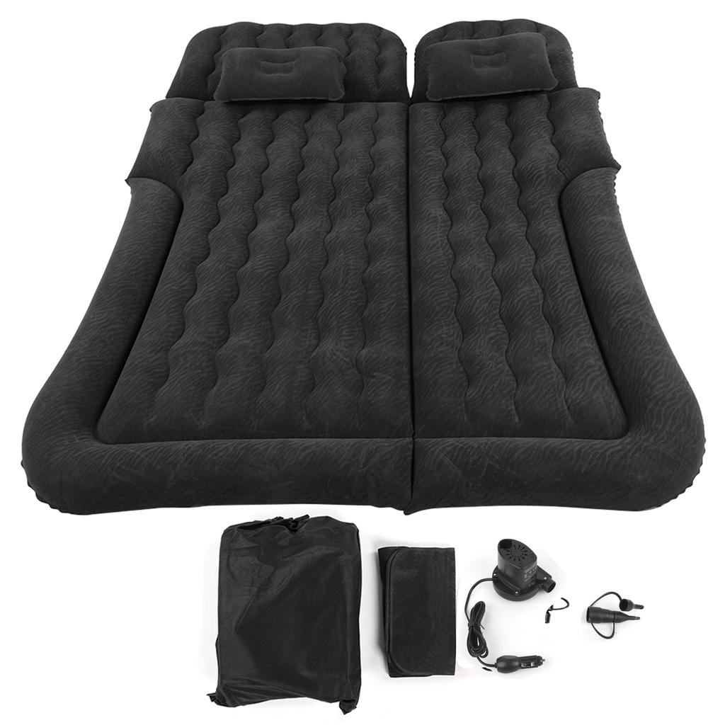 Car Travel Bed 2‑In‑1 Multifunction Inflatable Travel Mattress PVC Flocking Soft Sleeping Rest Cushion for Car SUV