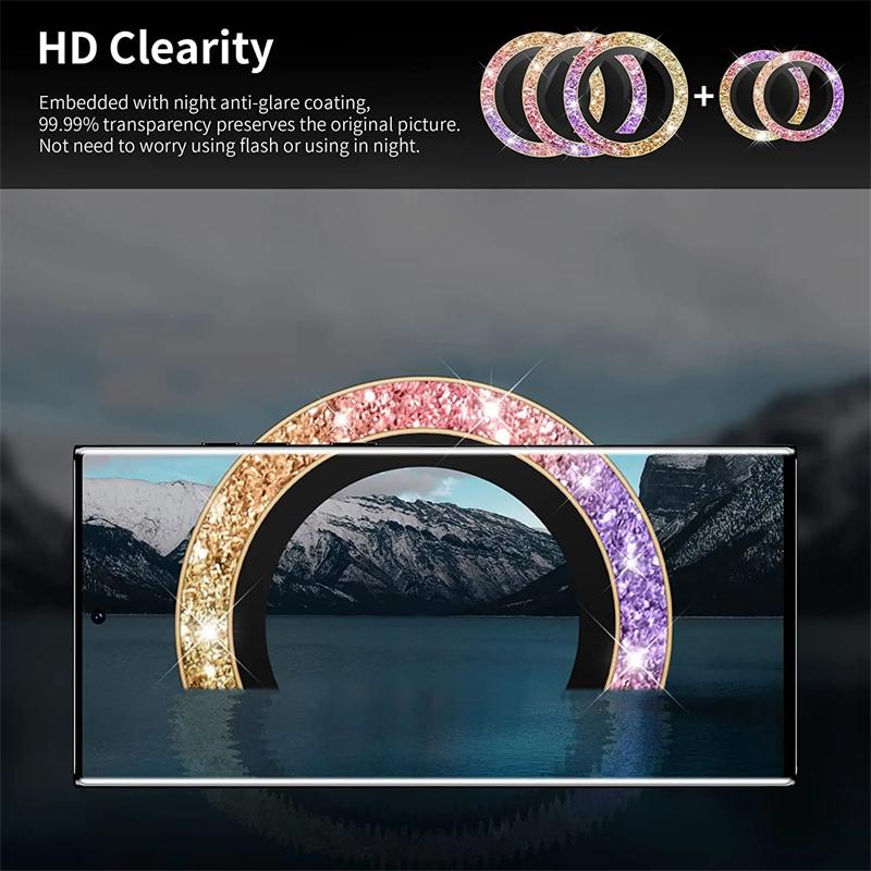 1 шт. бриллиантовое блестящее стекло для объектива Samsung Galaxy S25 S24 S23 S22 Ultra Plus HD прозрачное защитное стекло для объектива камеры металлическое кольцо пленка для объектива