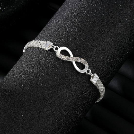 3 Pcs/Set Women Bracelets Rhinestone Decor Hollow Infinite Symbol Heart Adjustable Stackable Wrist