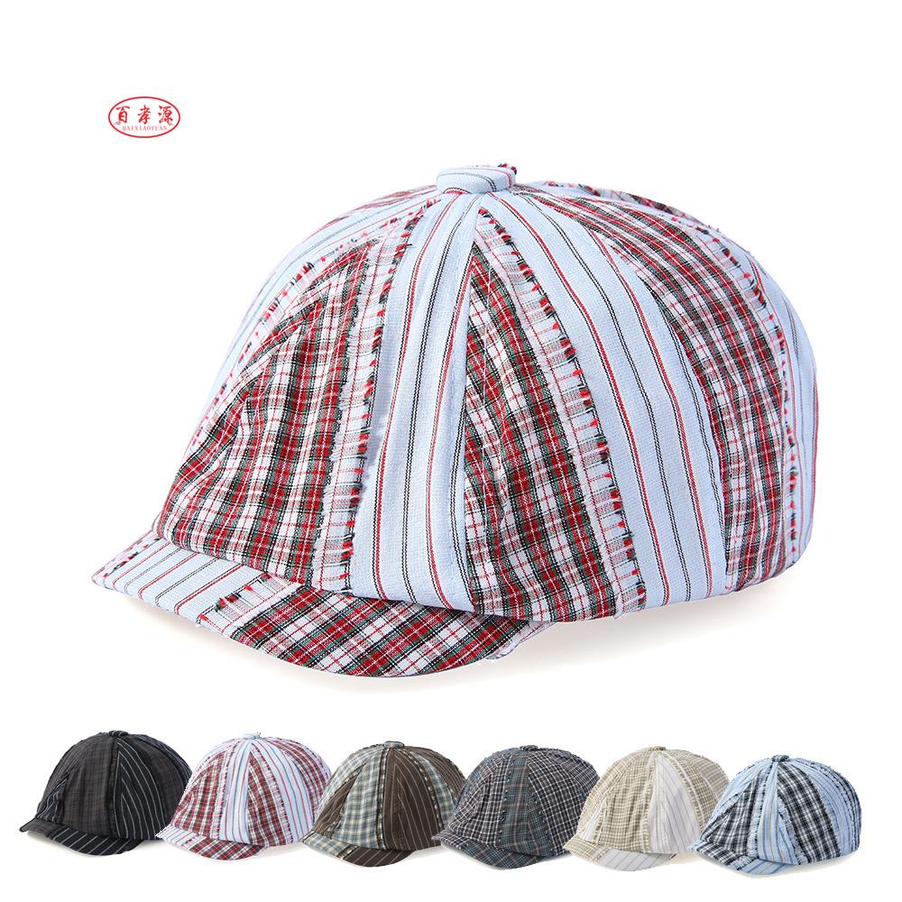Весна-лето Легкая клетчатая шляпа Forward Мужская винтажная полосатая шляпа с рисунком Кепка Newsboy