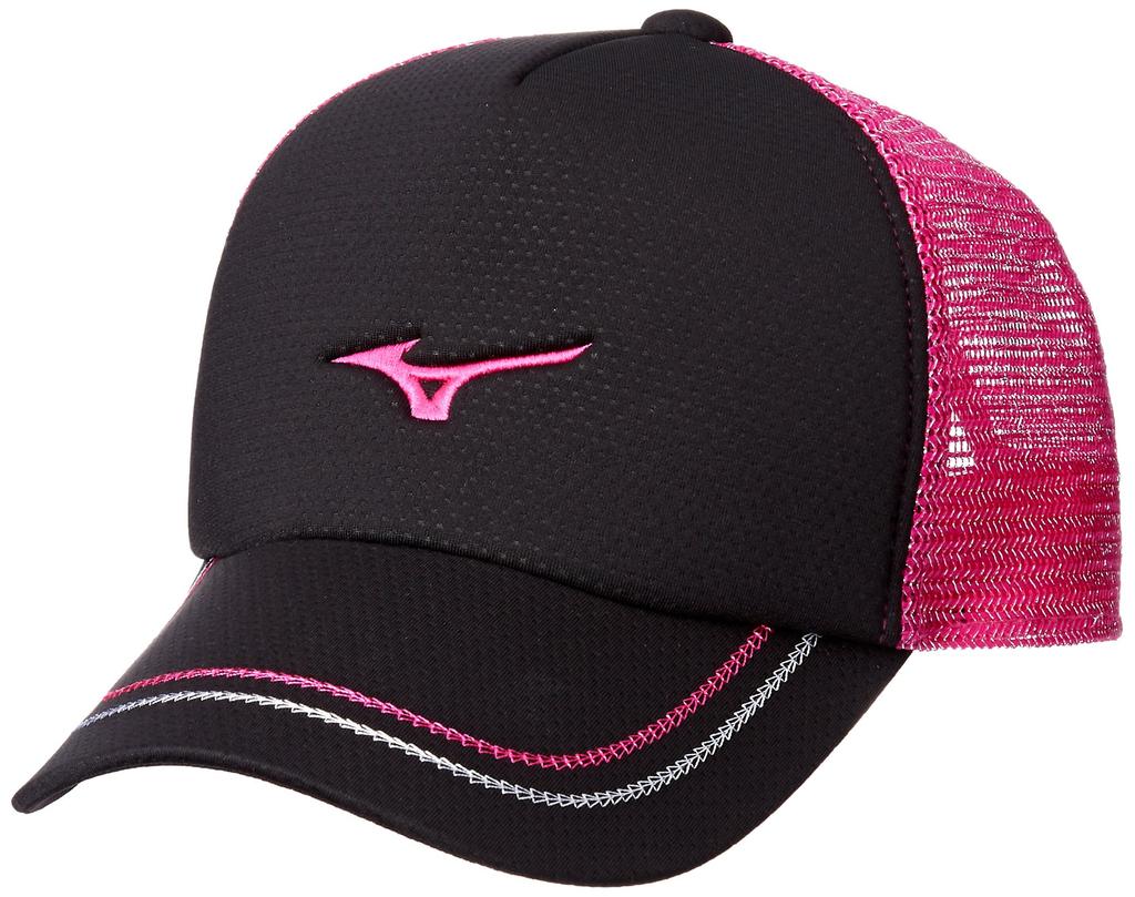Mizuno Tennis for Club Activities and cm Cap, 62JW8001, Practice, Unisex, Black/Pink, 56.0-60.0
