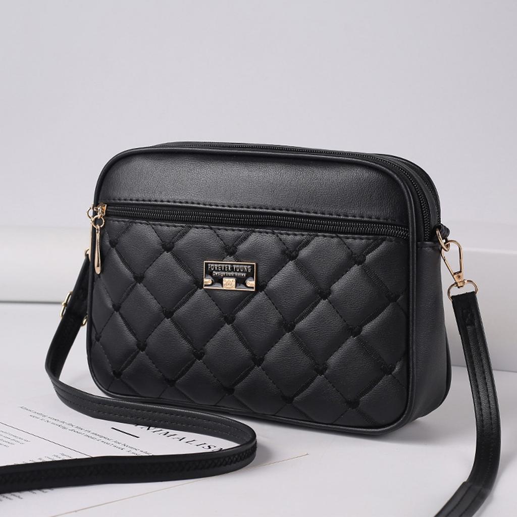 Women's Small Square Bag Fashionable Embroidered Checkered Shoulder Bag