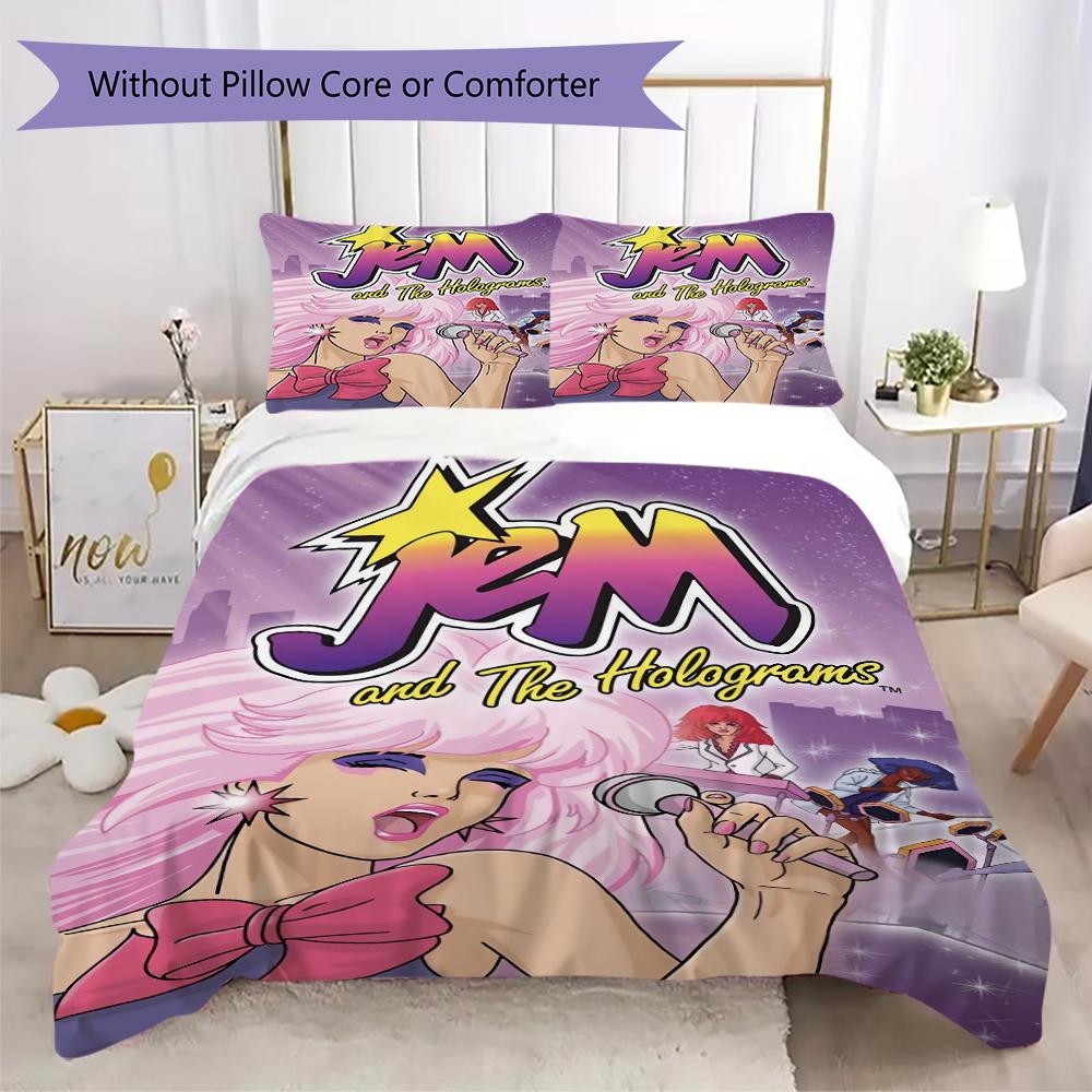 Jem Pattern Bedding,Quilt Set Quilt Cover Pillowcase Home Birthday Gift(1 * duvet cover + 2 * pillowcase, without core)_lx