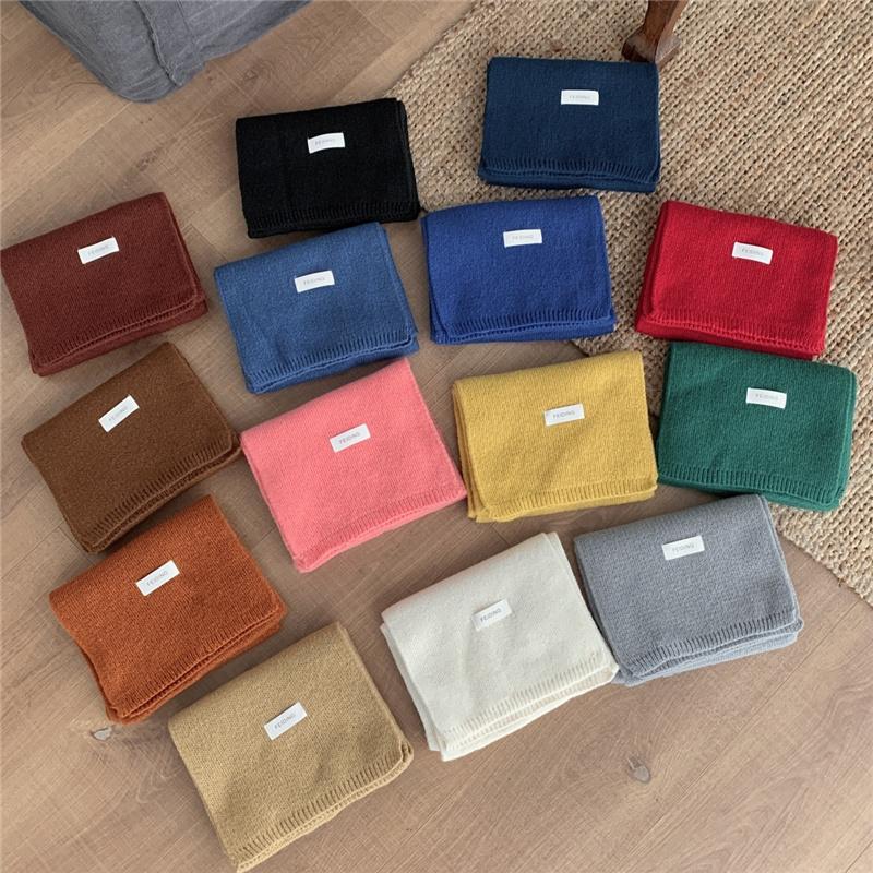 Hick Knitted Snood for Women 160x20cm Warm Winter Neck Warmer Solid Color Cashmere-like Fleece Scarf