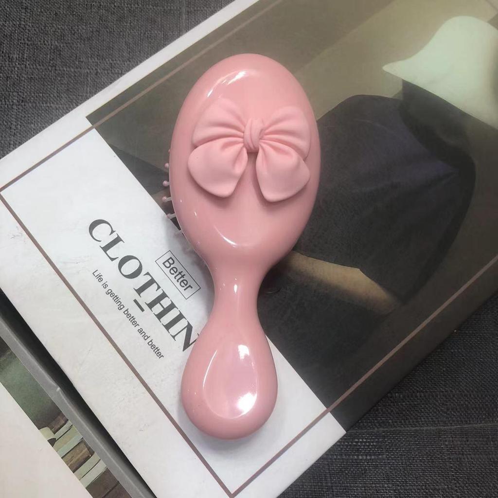 Мини складная массажная расческа с воздушными подушками и бантом