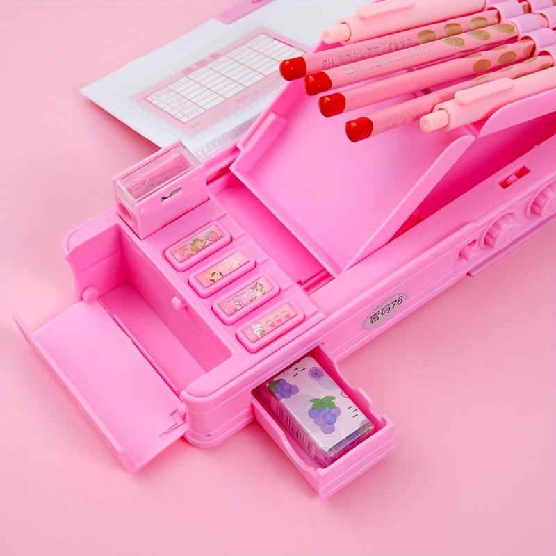 Многофункциональная коробка для канцелярских принадлежностей, умная коробка для карандашей с паролем для девочек, двухслойная сумка-карандаш для девочек