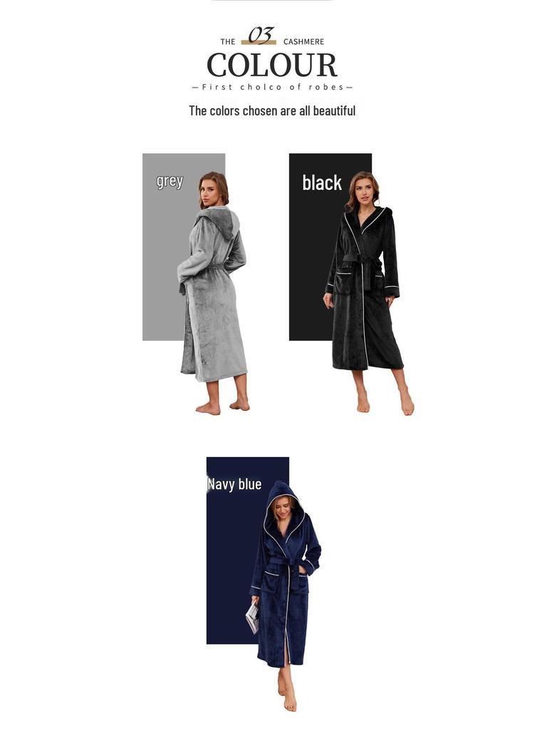 Унисекс фланелевые халаты с капюшоном - Очень длинные, больших размеров, идеально подходят для осенне-зимнего отдыха