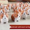 Орнамент-щенок корги из массива дерева, ручная резьба – Настольное украшение или подвеска