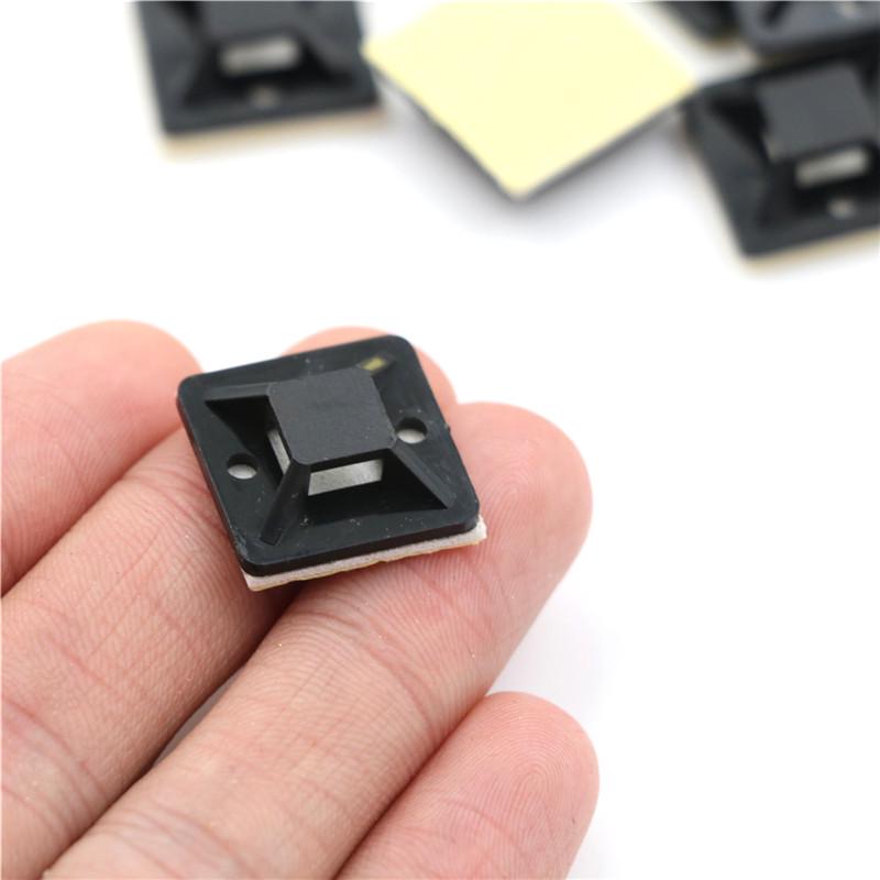 100 Pcs Self Adhesive Cable Tie Mount Base Holder 20 X 20 X 6Mm