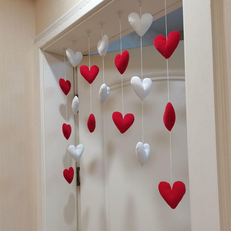 Hanging Door Curtains DIY Ornament Heart-shaped Self-adhesive Solid Color Home Decorations