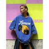 Женская washed футболка с принтом свежих лимонов, хлопковые футболки, винтажная, свободная, с короткими рукавами, дышащая