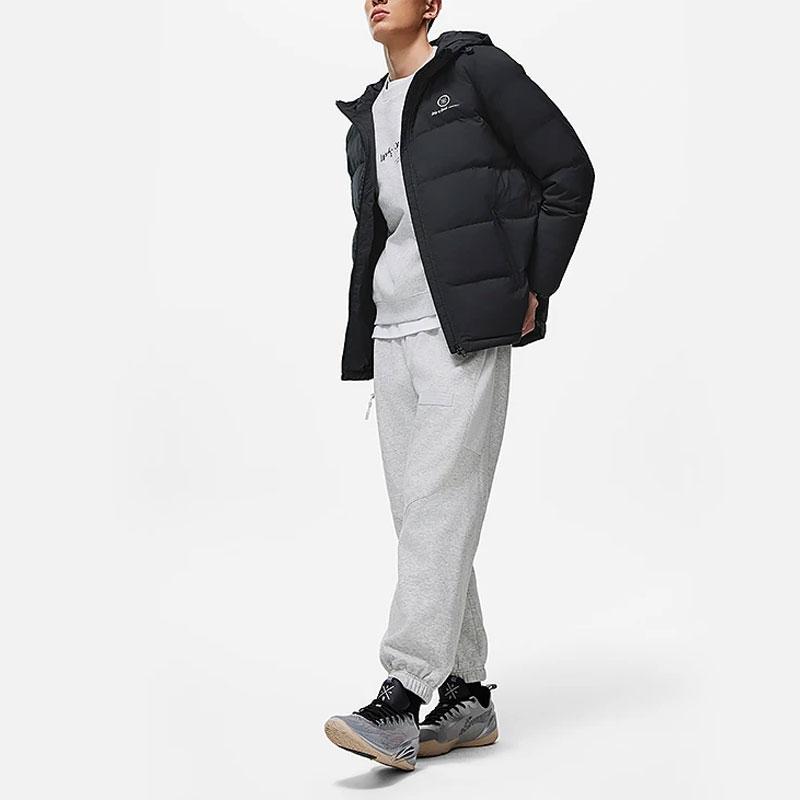 Li-Ning Водоотталкивающий короткий пуховик с буквенным принтом и капюшоном, мужская верхняя одежда AYMT163-1