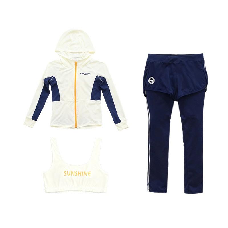 Womens 3-Piece UV Protection Rash Guard Set Long Sleeve Pants Bikini Top Quick Dry Snorkeling Surfing Dive Suit