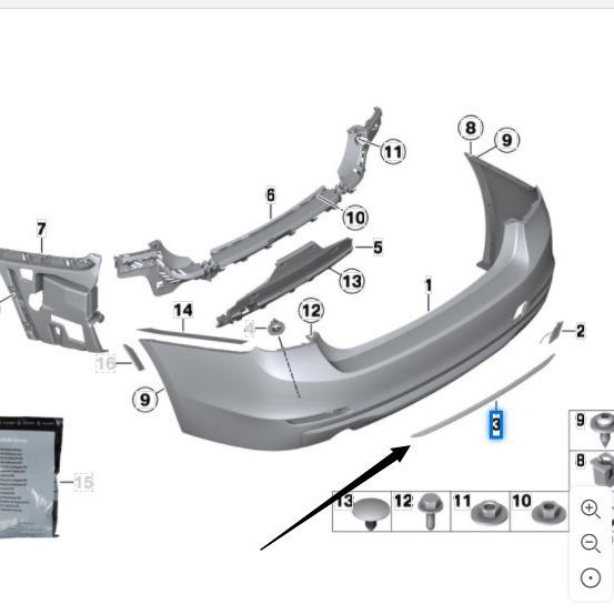 Накладка заднего бампера для BMW F35 320Li, Черная
