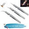 1Pcs Reverse Ceramic Tweezer Acid Resistant Insulation Tweezer Electronic Soldering Tweezers