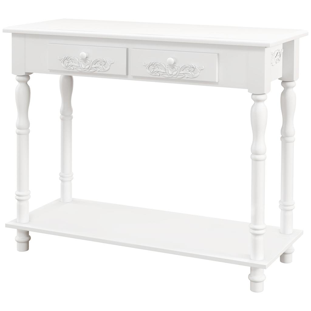 Console Table Modern Sofa Side Desk with Storage Shelves Drawers for Living Room Entryway Bedroom White
