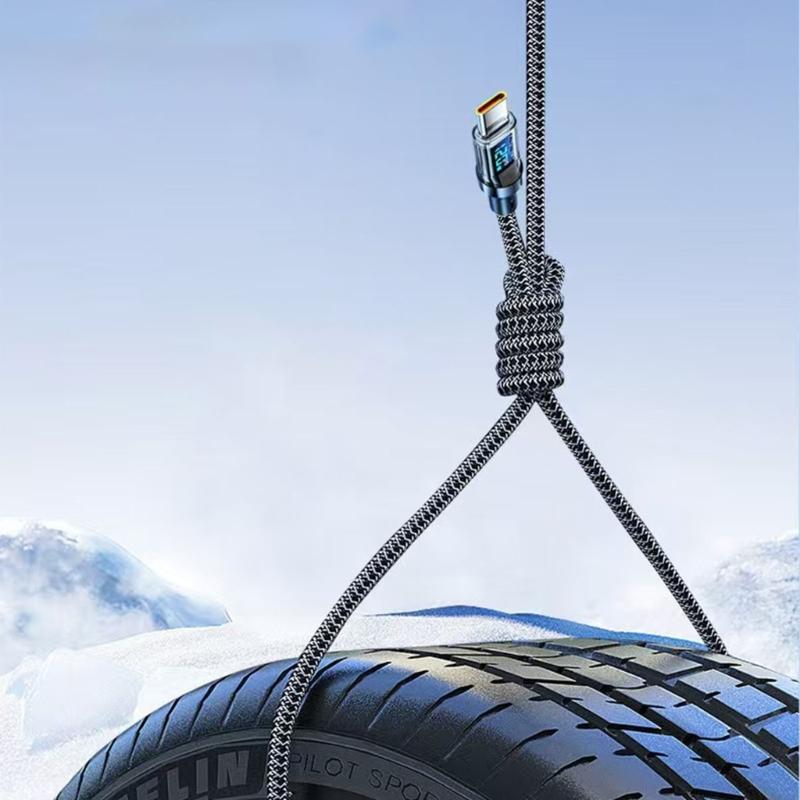 120W Type C To USB Cable with LED Digital Display Fast Charging USB C Charging Data Cable Wire Cord Data Transfer