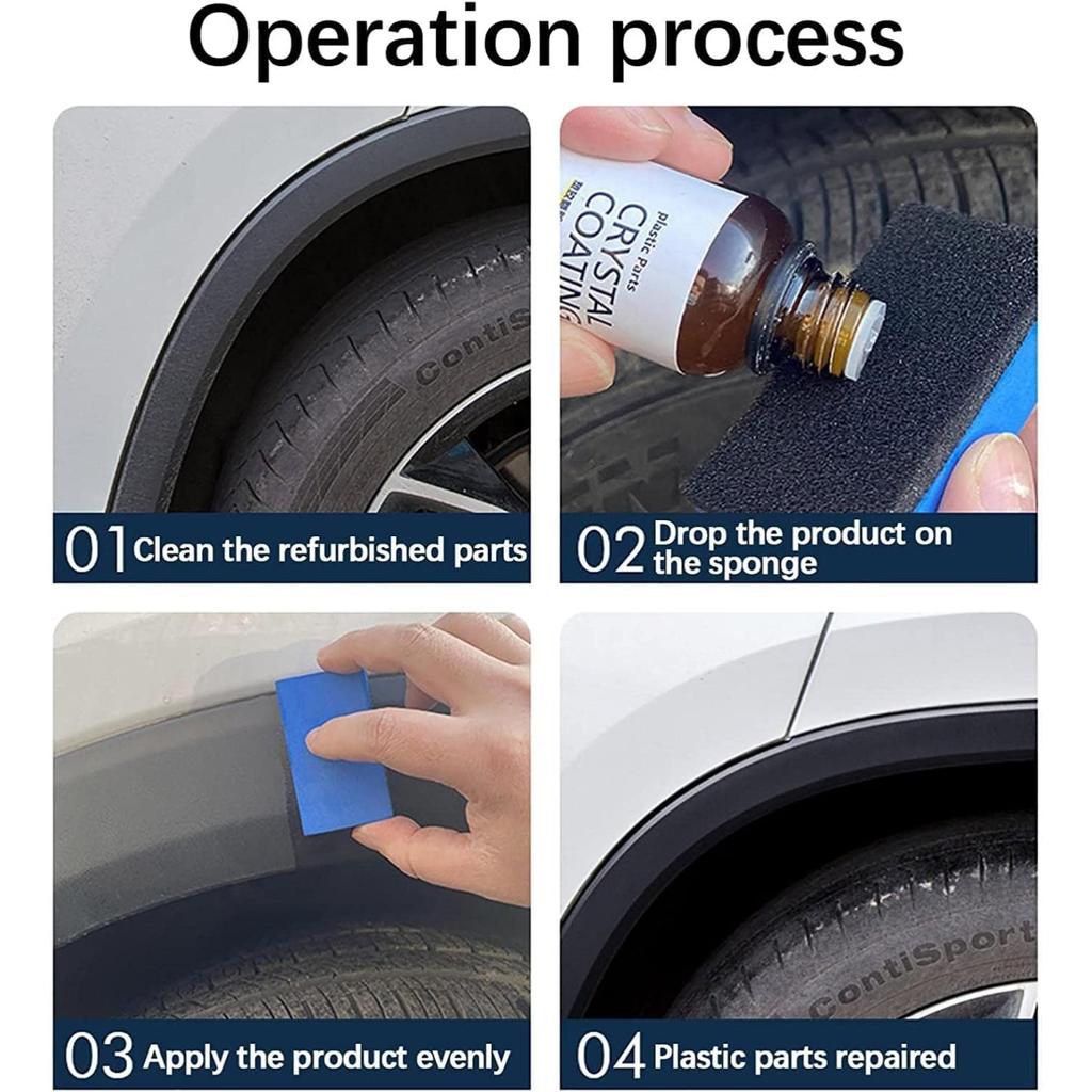 Plastic Parts Crystal Coating, Crystal Coating Plastic Parts,Anti-scratch Hydrophobic Polish,Nano Coating Agent with Sponge,Long-lasting Protection