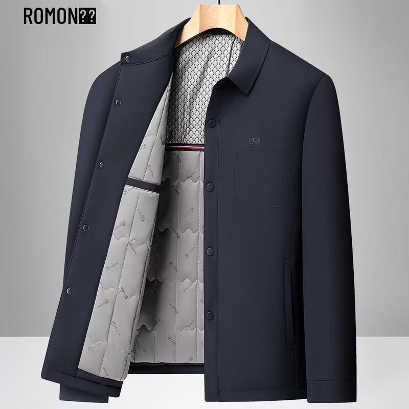 ROMON Men's Business Casual Padded Lapel Jacket