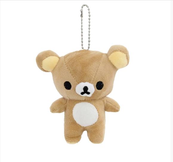 12cm Korilakkuma Bear Plush Keychains Cute RilakkumaKey Chain Keyholder Keyring Backpack Pendant Toys Charm Keychain Accessories