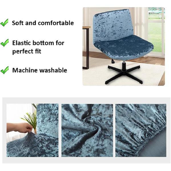 Armless Chair Slipcover Criss Cross Accent Mid Back Wide Seat Swivel Task Chair Protector Stretch Removable for Living Room Bedroom Accent Chair