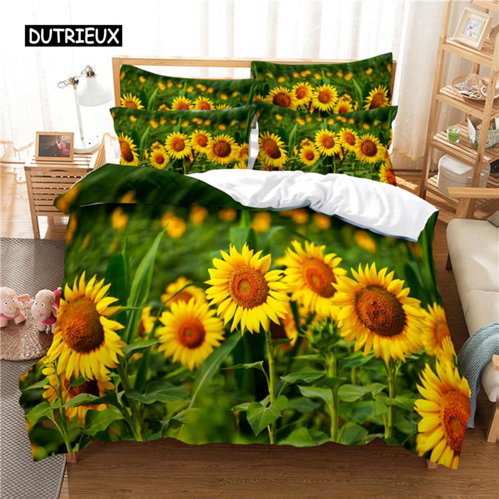 Красивый комплект постельного белья SunFlower, комплект пододеяльников, комплект постельного белья с 3D-печатью, комплект постельного белья размера Queen, модный дизайн