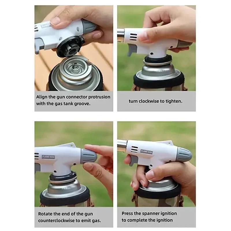 Adjustable Flame Gas Lighters Ignition Head with Reverse Use Kitchen Jet Blow Torch Lighter for BBQ Butane Lighter