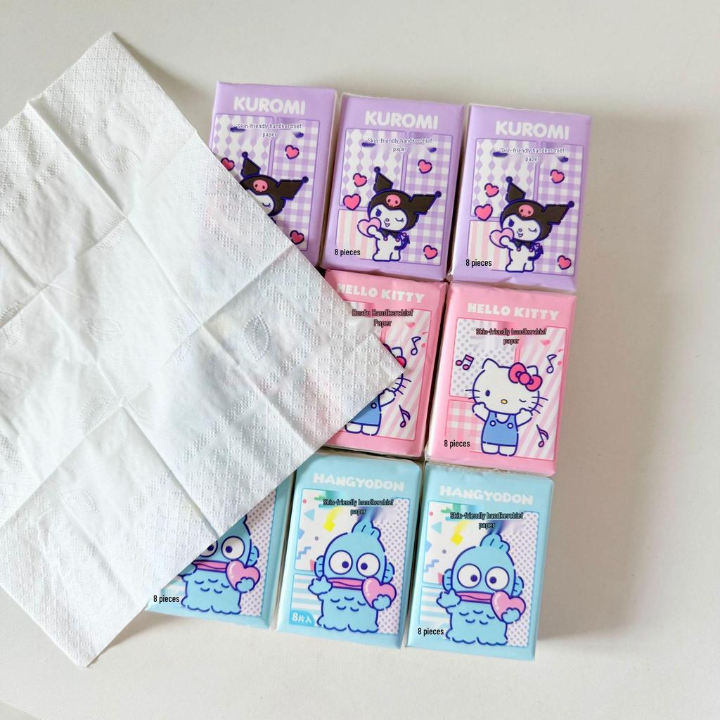 Sanrio Hello Kitty однотонные портативные салфетки, 9 штук
