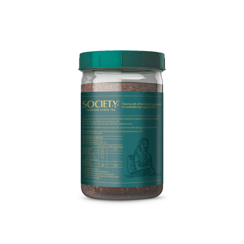Society Premium Green Tea 250G Jar Pack of 2 Loose Leaf Tea Rich Antioxidants Natural Refreshing Beverage