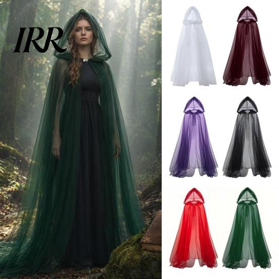 Hooded Mesh Cloak for Adults, 2 Layer Sheer Tulle Cape, Halloween Gothic Witch Queen Cosplay Costume Renaissance Accessories Grim Reaper