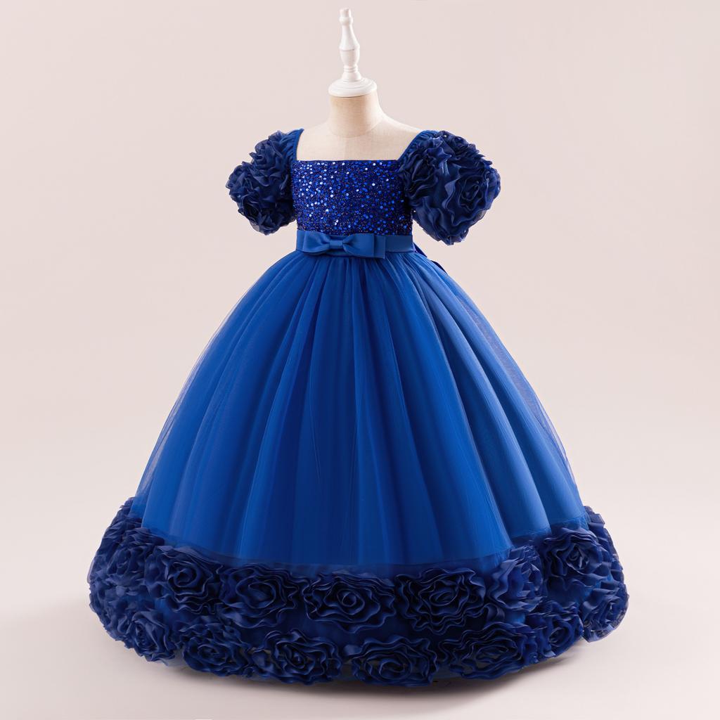 4-14 лет Рождественское платье принцессы для девочек-цветочниц для свадеб Летнее детское торжественное длинное платье с бантом для школьных вечеринок Детская новогодняя одежда