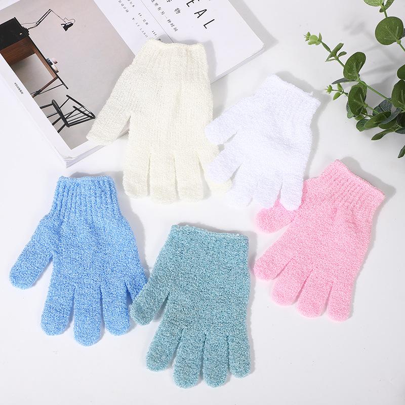 Double-Sided Bath Exfoliating Gloves, 5-Finger Design with Silk-Nylon Fabric, Strong Scrubbing Mittens for Body & Back Care