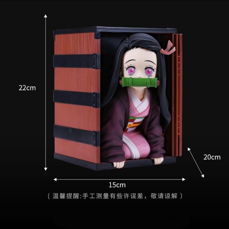22cm Cartoon Demonslayer Popcorn Bucket Kamado-Nezuko Kneeling Doll Hand-Made Model Beautiful Girl Large Trend Ornaments Toy Gif