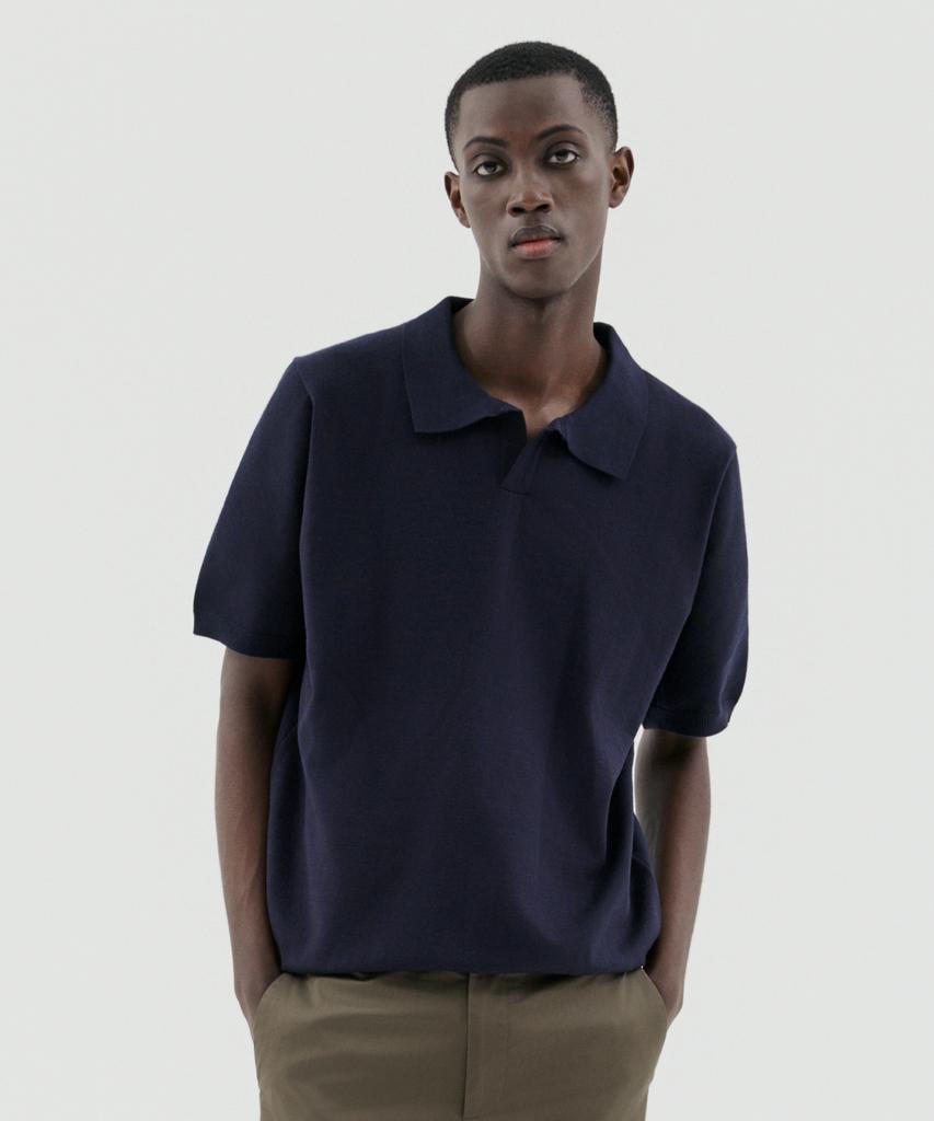 TRADCLUB [2Pack] Soft Open Collar Short Sleeve Knit (4 Colors) (Type A)