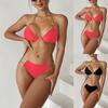 Модный женский сексуальный однотонный купальник без рукавов с бретельками и разрезом, бикини