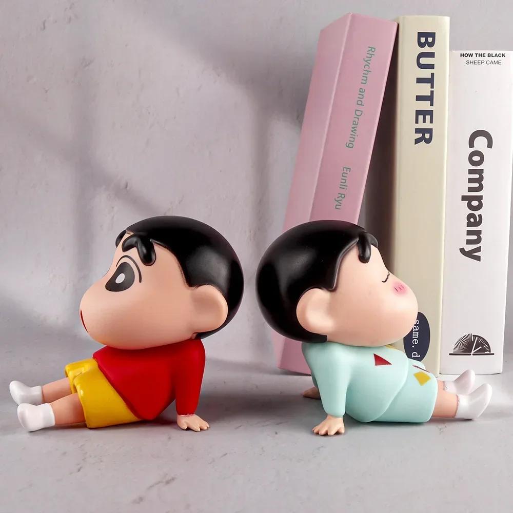 Crayon Shin-Chan Phone Holder Kawaii Anime Desktop Ornaments Cartoon Watching TV Phone Support Cute Doll Decorations Toy Gifts