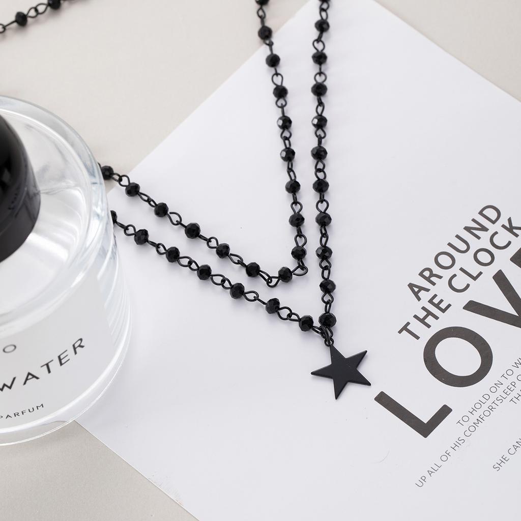 Сладкое Крутое Хип-Хоп Красотка Стиль Ожерелье Ретро Дьявол Пентаграмма Двойная Цепь на Шею Нишевый Панк Простое Ожерелье