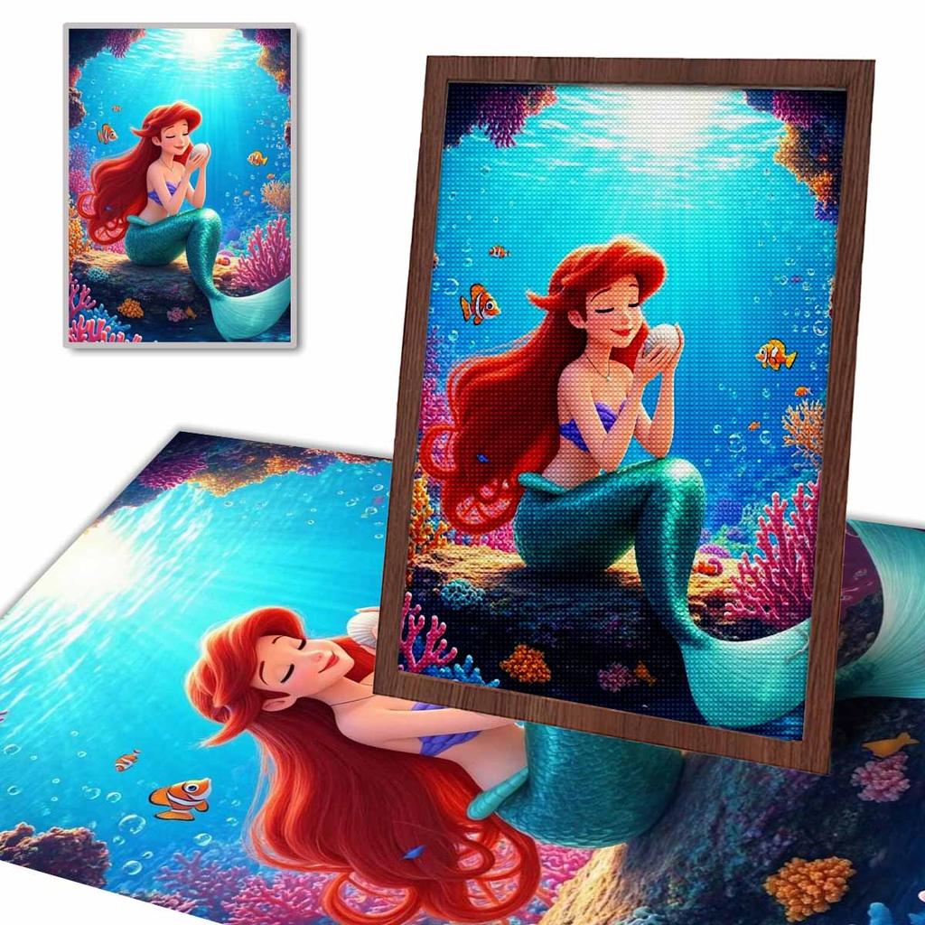 Full Round Diamond Painting The Mermaid On The Stone Art Rhinestone Picture Mosaic DIY 5D Cross Stitch Embroidery Home Decoration