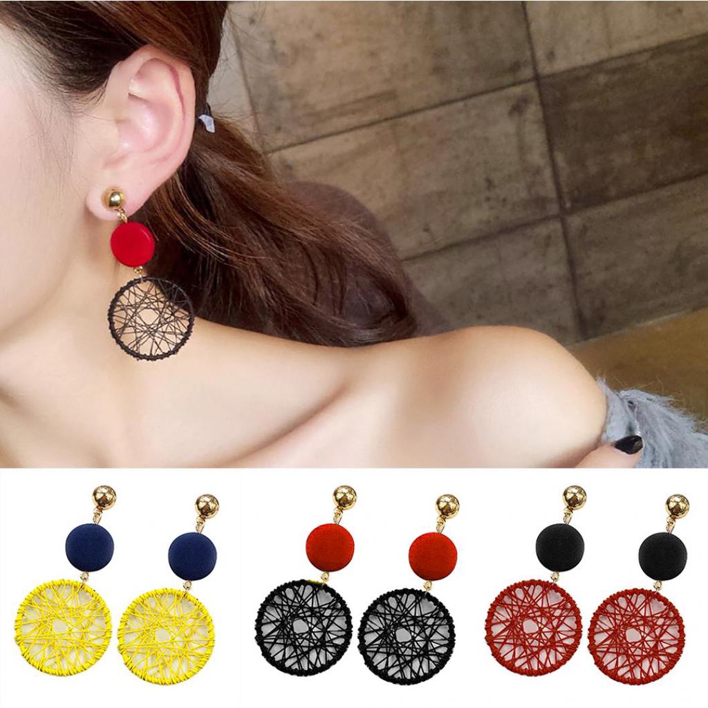 Creative Women Long Round Hollow Circle Dangle Earrings Club Party Jewelry