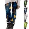 Women's Christmas Print Plus Velvet Warm Elastic Leggings High Waist Cotton Pants