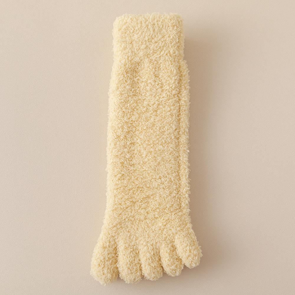 Mid Tube Five Toe Plush Socks Thickened Warm Floor Socks Women Kawaii Five Toe Fleece Socks Winter