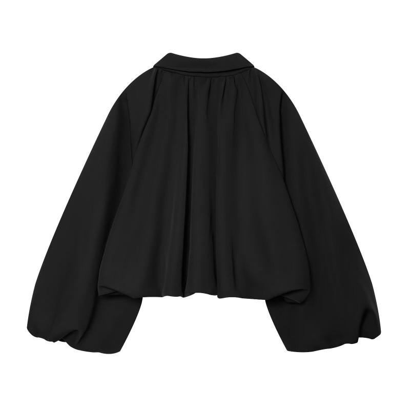 2026 Womens Oversized Balloon Sleeve Pilot Jacket Short Cropped Bomber Coat In Pink Black Red