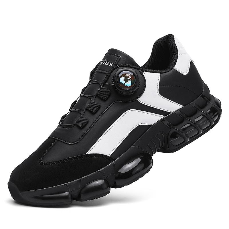 New rotating button low-top soft sole cushioning comfortable sports shoes lightweight leather casual shoes