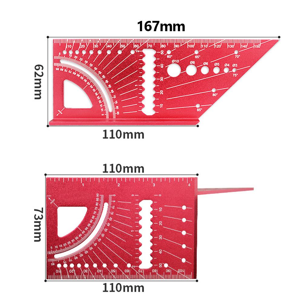 T-Type Ruler Layout Woodworking Wooden Square Aluminum Alloy Scriber Marking Layout Angle Calibration Guide Marker