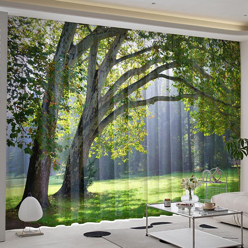 Природный пейзаж лесной пейзаж газон дерево оконные шторы жалюзи для гостиной спальни ванной комнаты кухни двери домашнего декора2 шт.