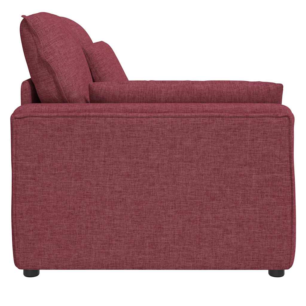 Modular Sofa End Module with Armrest and Cushions Burgundy 100 cm