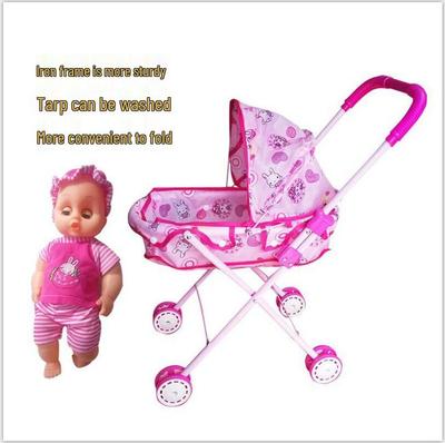 Набор для игры с кукольной коляской для девочек с откидной детской коляской и куклой
