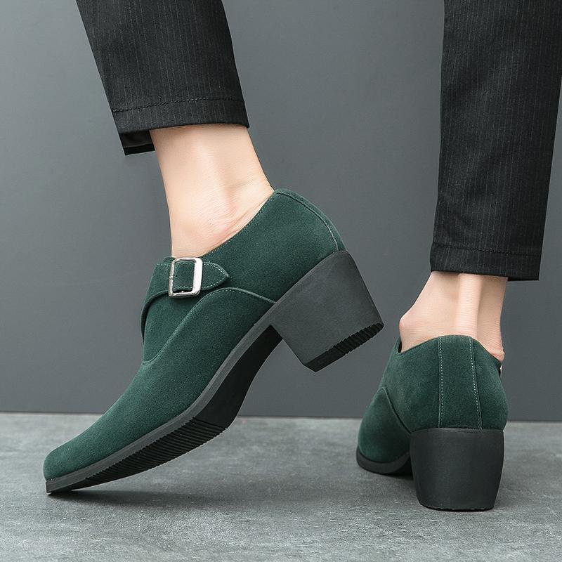 Туфли на высоком каблуке, мужские замшевые формальные офисные кожаные туфли для мужчин, элегантные деловые туфли с подъемом на 6 см, мужская платформа