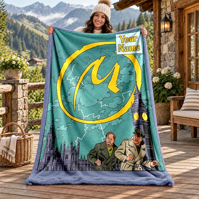 Blake and Mortimer Custom Name Flannel Blanket Personalized Soft Warm Plush Throw Blanket Customized Gift for Family Friends